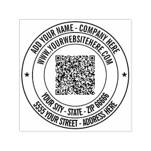 Tampon Auto-encreur Votre code QR Nom Adresse Site Web Ecran Rond