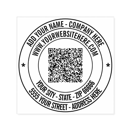 Tampon Auto-encreur Votre code QR Nom Adresse Site Web Ecran Rond (Design)