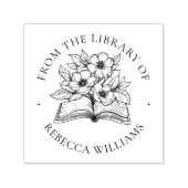 Tampon Auto-encreur Votre nom Livre & Fleurs "From the Library of" (Design)