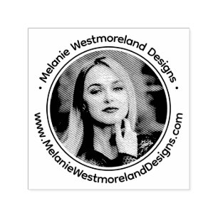 Tampon Auto-encreur Votre Portrait Photo #1NF Nom Ronde Site Web