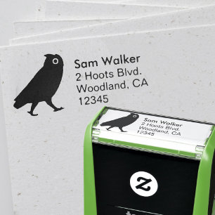 Tampon Auto-encreur Walking Owl Silhouette Adresse de retour