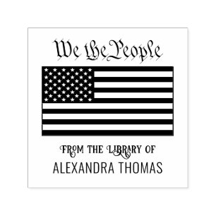 Tampon Auto-encreur We the People USA American Flag Library Nom du liv