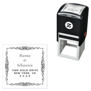Tampon Auto-encreur weddin Couple Names Simple Typographie Mariage
