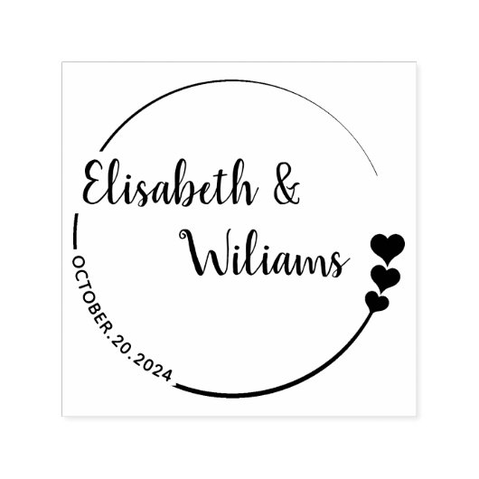 Tampon Auto-encreur weddin Couple Names Simple Typographie Mariage (Design)