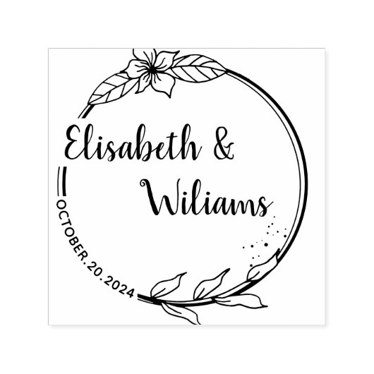 Tampon Auto-encreur weddin Couple Names Simple Typographie Mariage (Design)