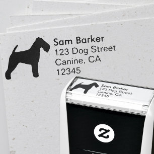 Tampon Auto-encreur Welsh Terrier Chien race Silhouette Adresse de ret