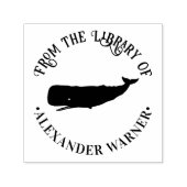 Tampon Auto-encreur Whale Silhouette Thème nautique Bibliothèque Nom d (Design)
