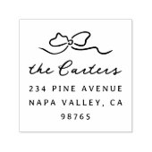 Tampon Auto-encreur Whimsical Doodle Bow Nom de famille Adresse de ret (Design)