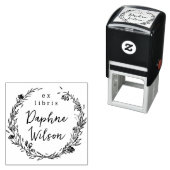 Tampon Auto-encreur Whimsical Floral Frame Calligraphy Ex Libris Book (En situation)