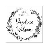 Tampon Auto-encreur Whimsical Floral Frame Calligraphy Ex Libris Book (Design)