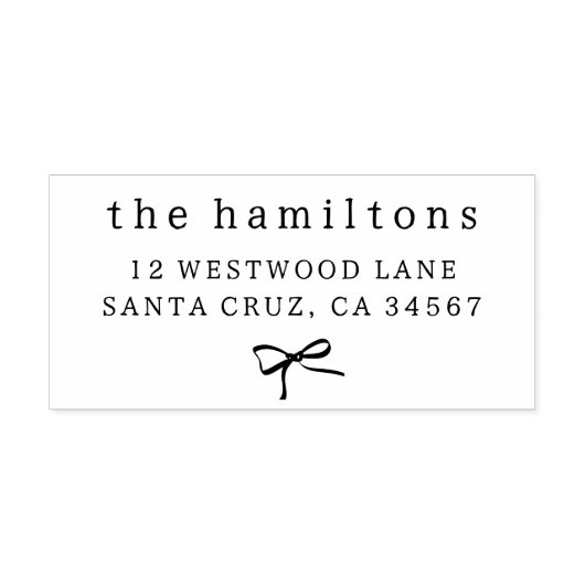 Tampon Auto-encreur Whimsical Main Draw Bow Minimalist Family Address (Design)