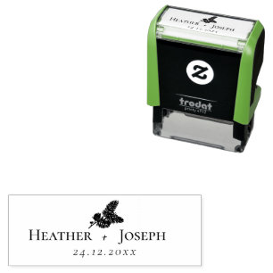 Tampon Auto-encreur Whimssical Green et Gold Pine Cone Mariage