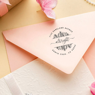 Tampon Auto-encreur Whimsy Feuilles dessinés à la main Adresse de reto