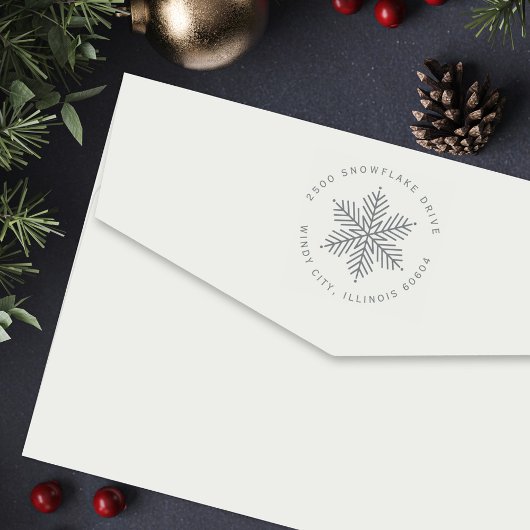 Tampon Auto-encreur Winter Snowflake Modern Holiday