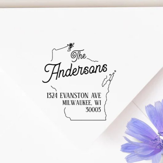 Tampon Auto-encreur Wisconsin Adresse de retour Timbre auto-encre caou
