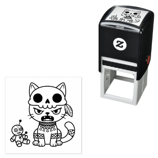 Tampon Auto-encreur Witch Cat Voodoo Doll (En situation)
