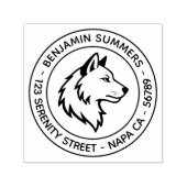 Tampon Auto-encreur Wolf Head Profile Round Address (Design)