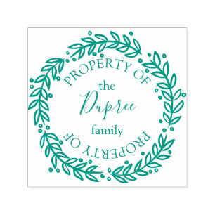 Tampon Auto-encreur Wreath dessinée à la main Propriété du nom