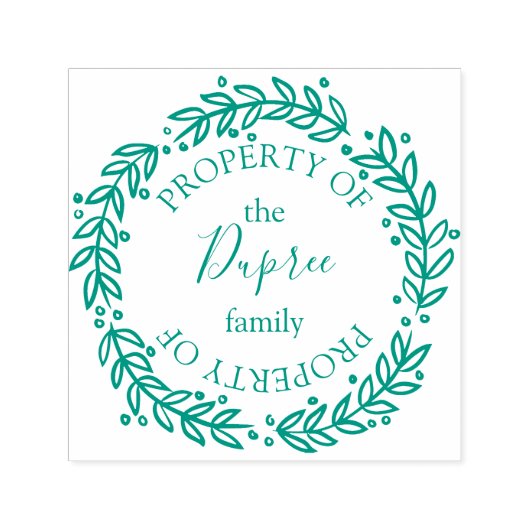 Tampon Auto-encreur Wreath dessinée à la main Propriété du nom (Design)