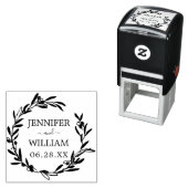 Tampon Auto-encreur Wreath Olive Enregistrer La Date Annonce (En situation)