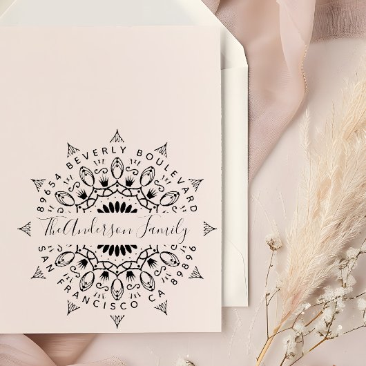 Tampon Auto-encreur Yellow Wealth & Crowne Mandala Adresse de retour