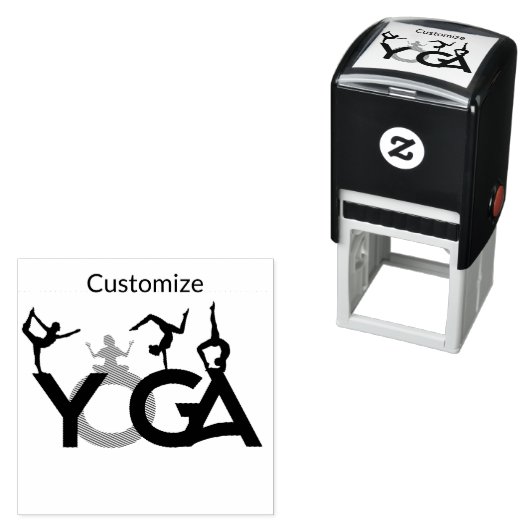 Tampon Auto-encreur Yoga Poses Silhouettes Thunder_Cove (En situation)