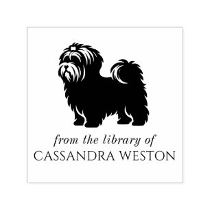 Tampon Auto-encreur Yorkie Silhouette Minimaliste #4 Nom du livre de b