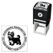 Tampon Auto-encreur Yorkie Terrier Dog Standing Sil Nom Adresse Adress (En situation)