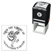 Tampon Auto-encreur ZChinese Dragon Loong #5 Round Library Nom du livr (En situation)