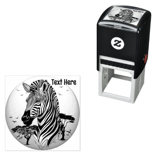 Tampon Auto-encreur Zebra African Savanna Wild Animal (En situation)
