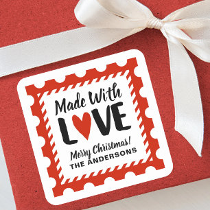 Tampon autocollant de Noël fait avec amour
