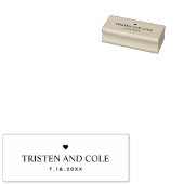 Tampon Bois Coeur Date Nom du Couple (Tamponné)