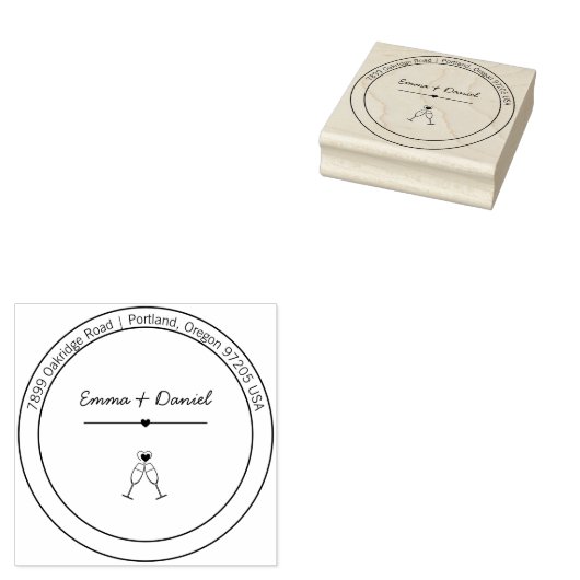 Tampon de Adresse de Retour de Mariage Écriture Él (Tamponné)