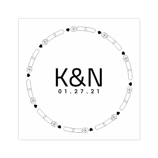 Tampon de mariage à logo circulaire initial Cœur d (Impression)