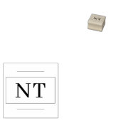 Tampon en bois avec bordure à deux initiales Monog (Tamponné)