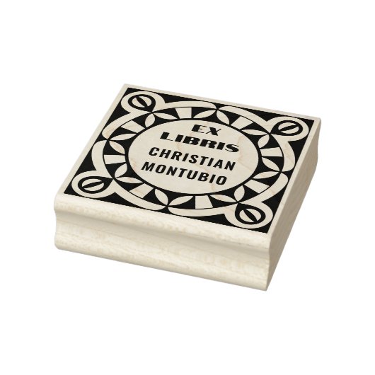 Tampon en bois Ex Libris - Motif géométrique (Tampon)