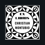 Tampon en bois Ex Libris - Motif géométrique<br><div class="desc">Personnalisez votre bibliothèque personnelle avec une touche d'élégance artisanale en utilisant ce tampon en bois d'art unique. Présentant un design captivant Ex Libris encadré par un motif géométrique complexe et entrelacé, ce tampon permet une marque de propriété véritablement personnalisée. Idéal pour tamponner directement sur les pages de livres, créer des...</div>