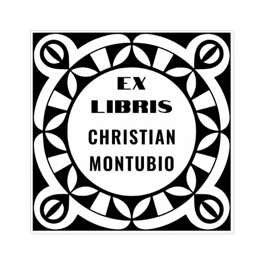 Tampon en bois Ex Libris - Motif géométrique (Impression)