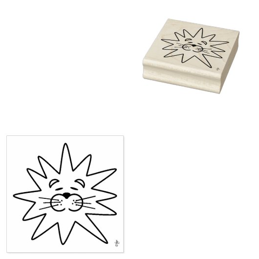 Tampon en bois représentant une tête de lion artis (Tamponné)