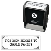 Tampon en caoutchouc auto-encreur d'ex-libris élég (En situation)