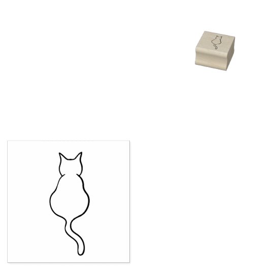Tampon en caoutchouc de contour de chat moderne Ki (Tamponné)