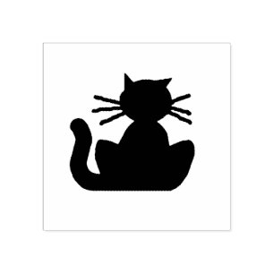 Tampon en caoutchouc de silhouette de chat noir