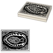 Tampon en caoutchouc motif poisson d'art populaire (Tamponné)