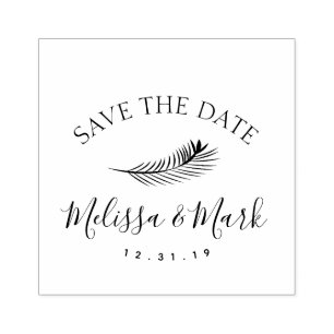 Tampon en caoutchouc Palm Leaf Beach Save the Date