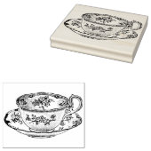 Tampon en caoutchouc pour soucoupe et thé vintage (Tamponné)