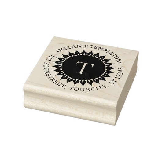 Tampon en caoutchouc rond monogramme initiale nom (Tampon)