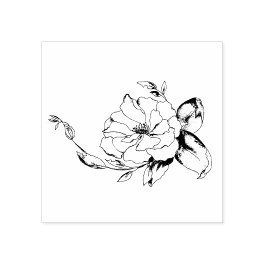 Tampon en caoutchouc Rose arbuste et encre (Impression)