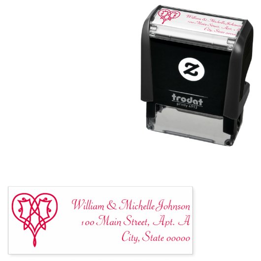 Tampon encreur auto-encreur à motif de cœurs en tr (En situation)