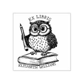 Tampon encreur Ex Libris moderne avec chouette et  (Impression)