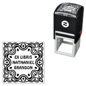 Tampon encreur ex-libris motifs tourbillons groovy (En situation)
